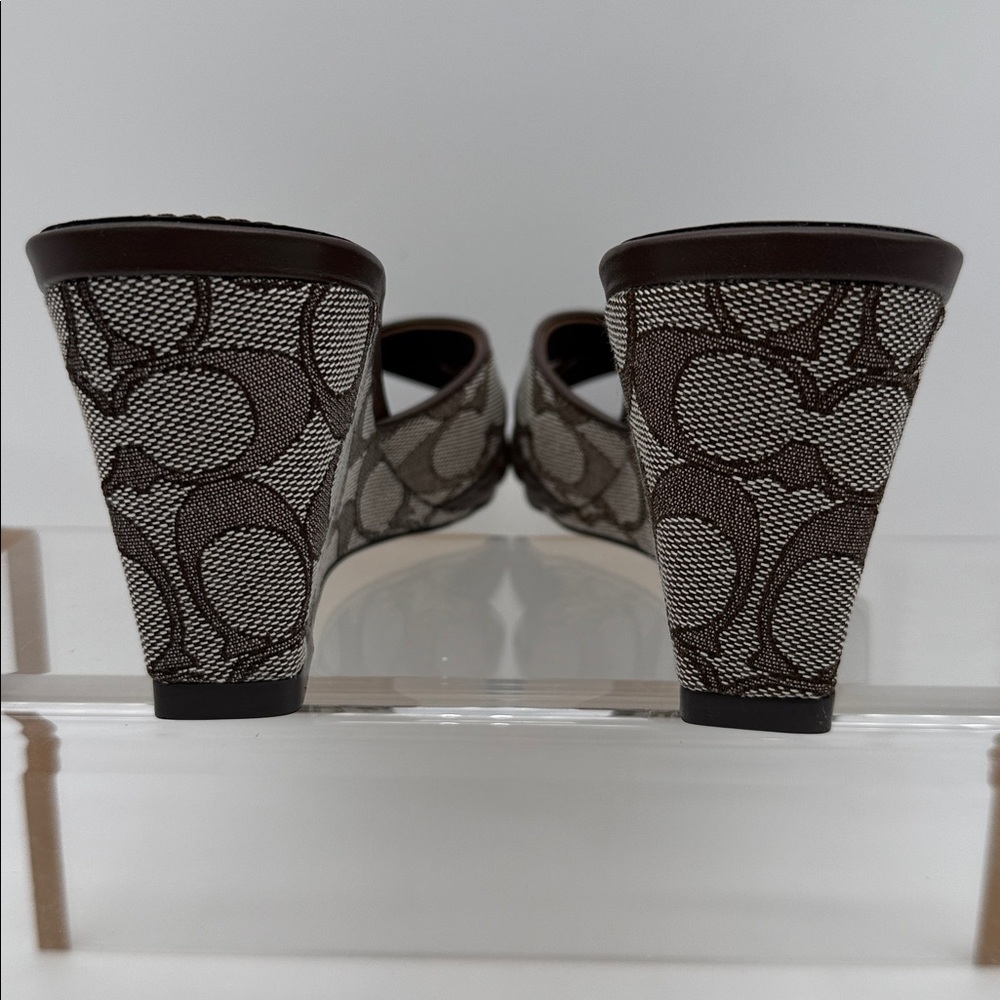 Coach Wedge Sandal In Signature Jacquard Oak Maple - Picture 6 of 13